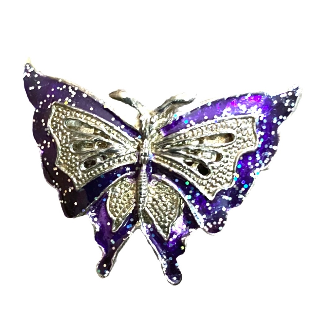 Vintage Style Enamel & Silver Tone Barrette